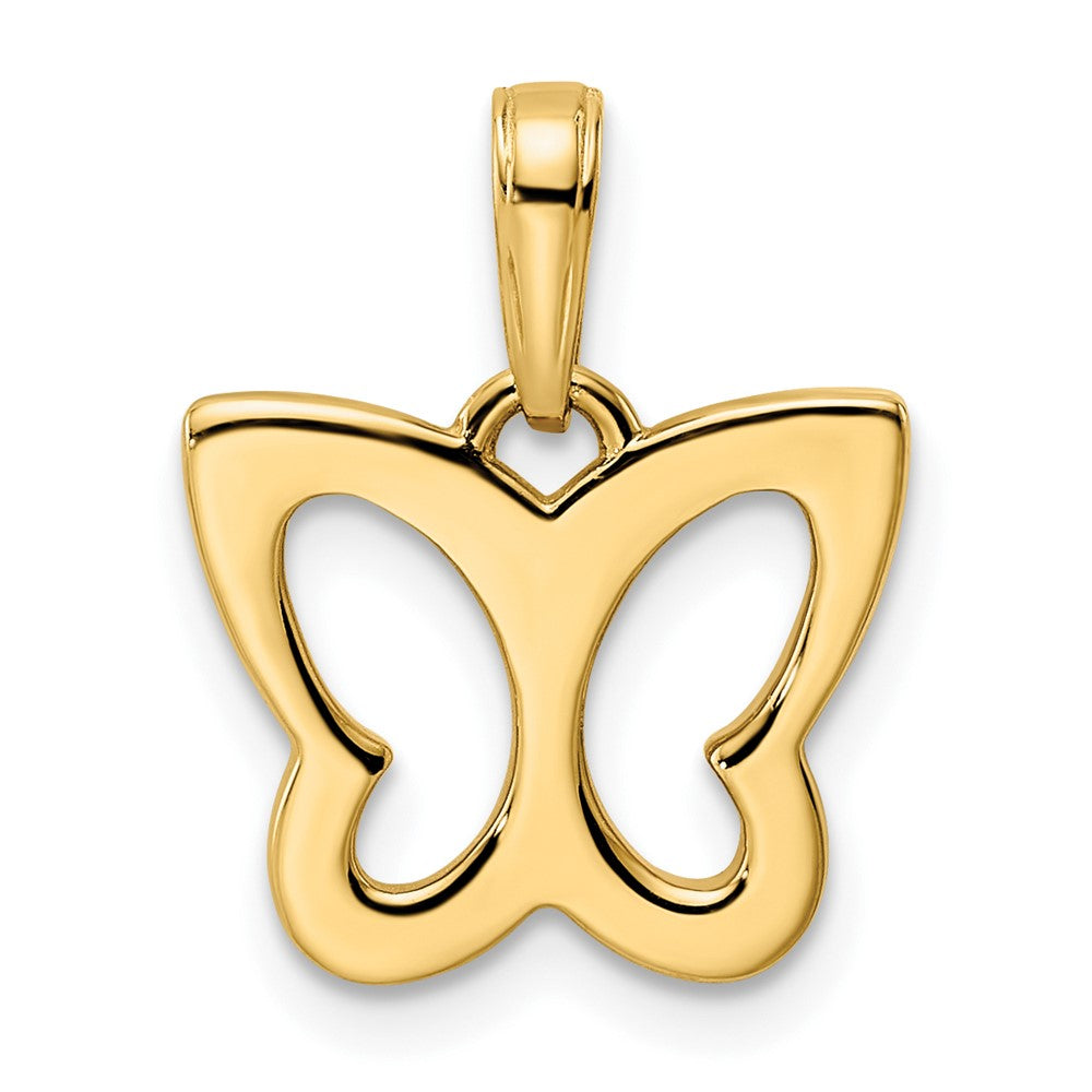 14k Yellow & Rhodium Gold and White Rhodium Diamond-cut Butterfly Pendant