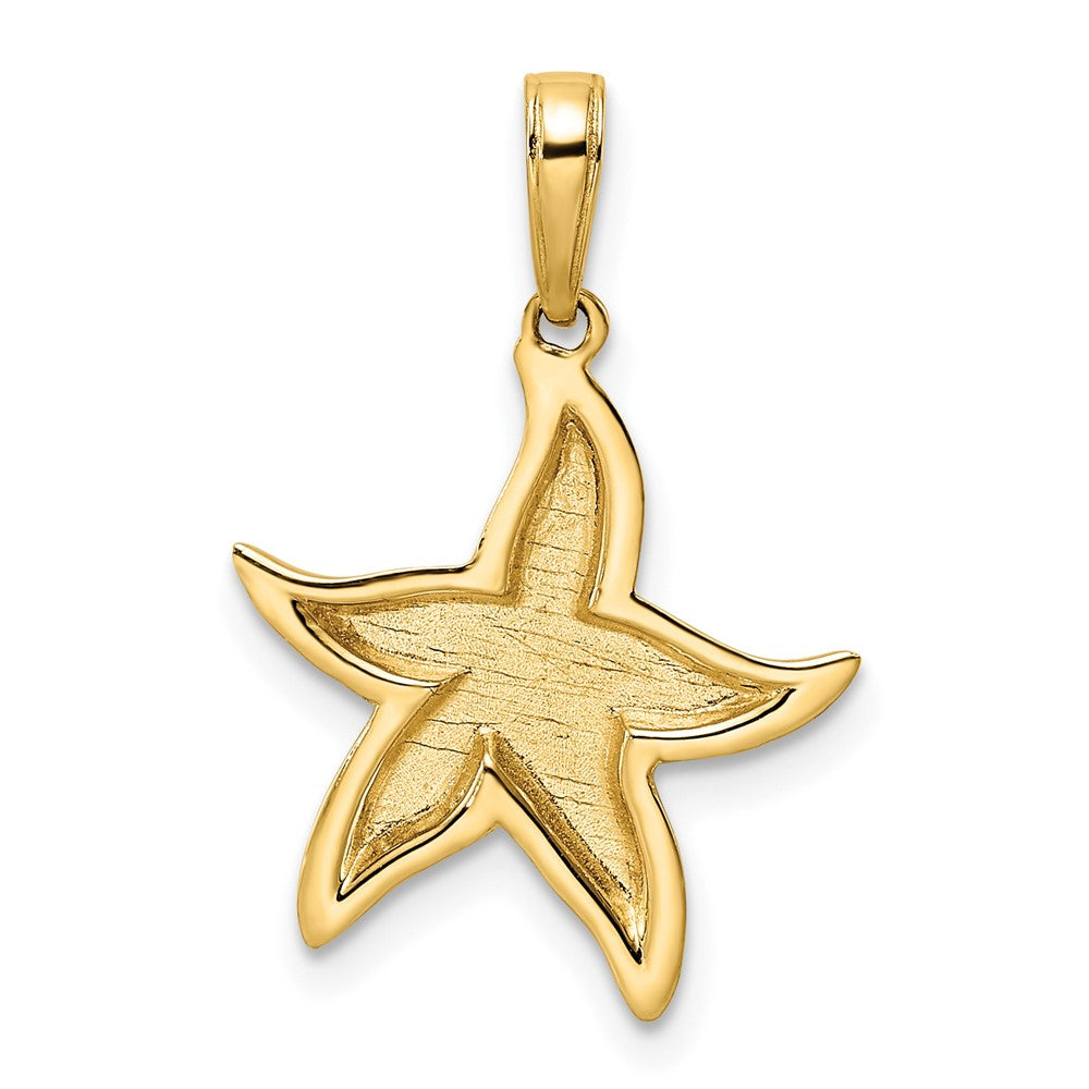 14k Yellow & Rhodium Gold and White Rhodium Diamond-cut Starfish Pendant