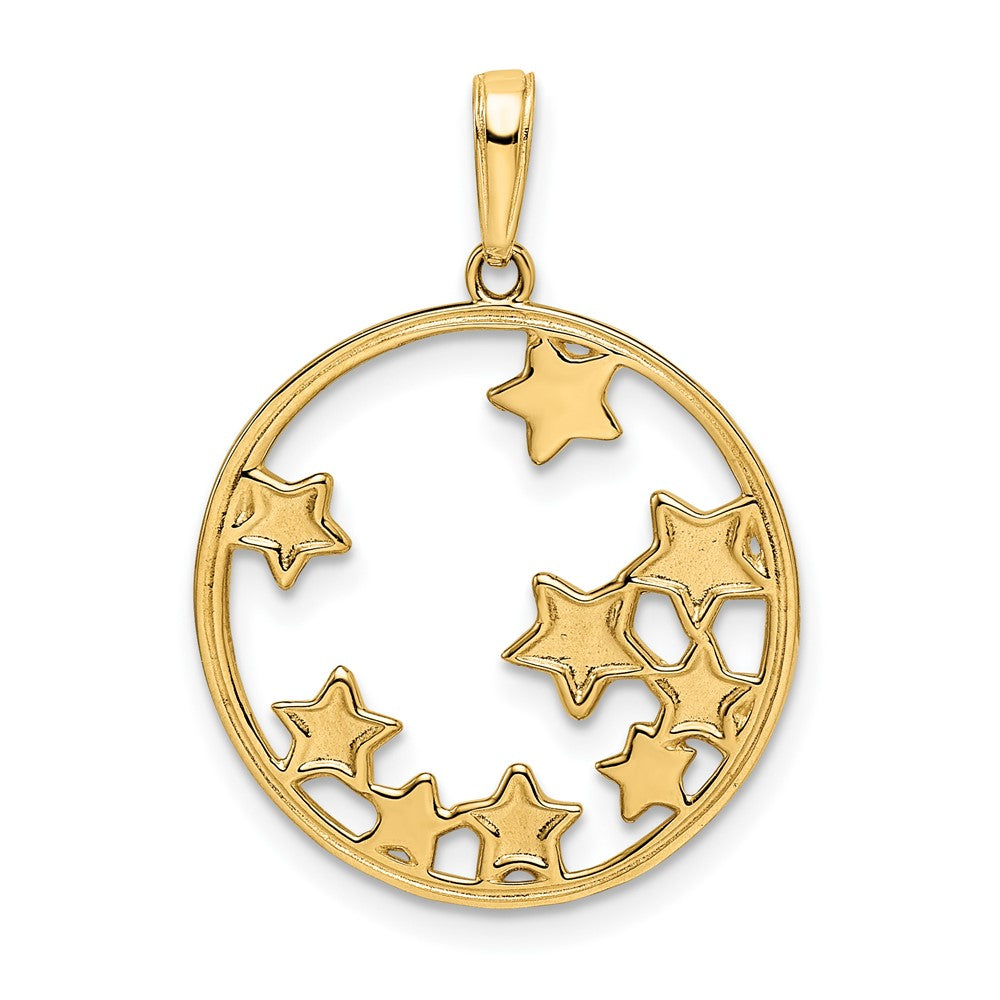 14k Yellow & Rhodium Gold & White Rhodium D/C Stars Pendant