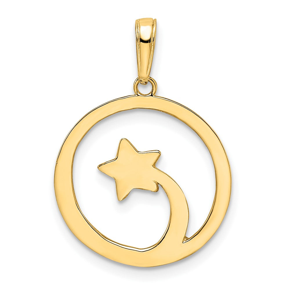 14k Yellow & Rhodium Gold & White Rhodium D/C Shooting Star Pendant