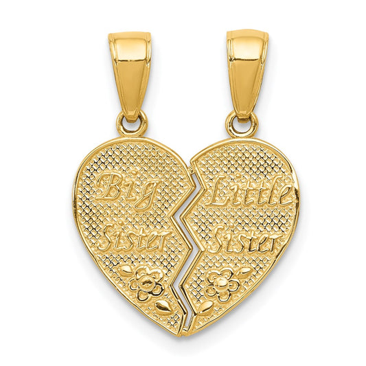 14k Yellow Gold BIG SISTER-LITTLE SISTER Break-apart Charm