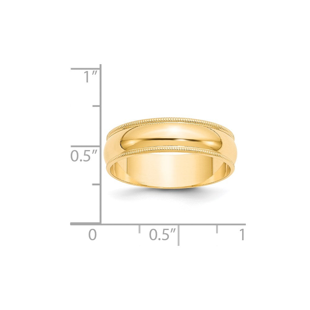 Solid 18K Yellow Gold 6mm Light Weight Milgrain Half Round Men's/Women's Wedding Band Ring Size 8.5