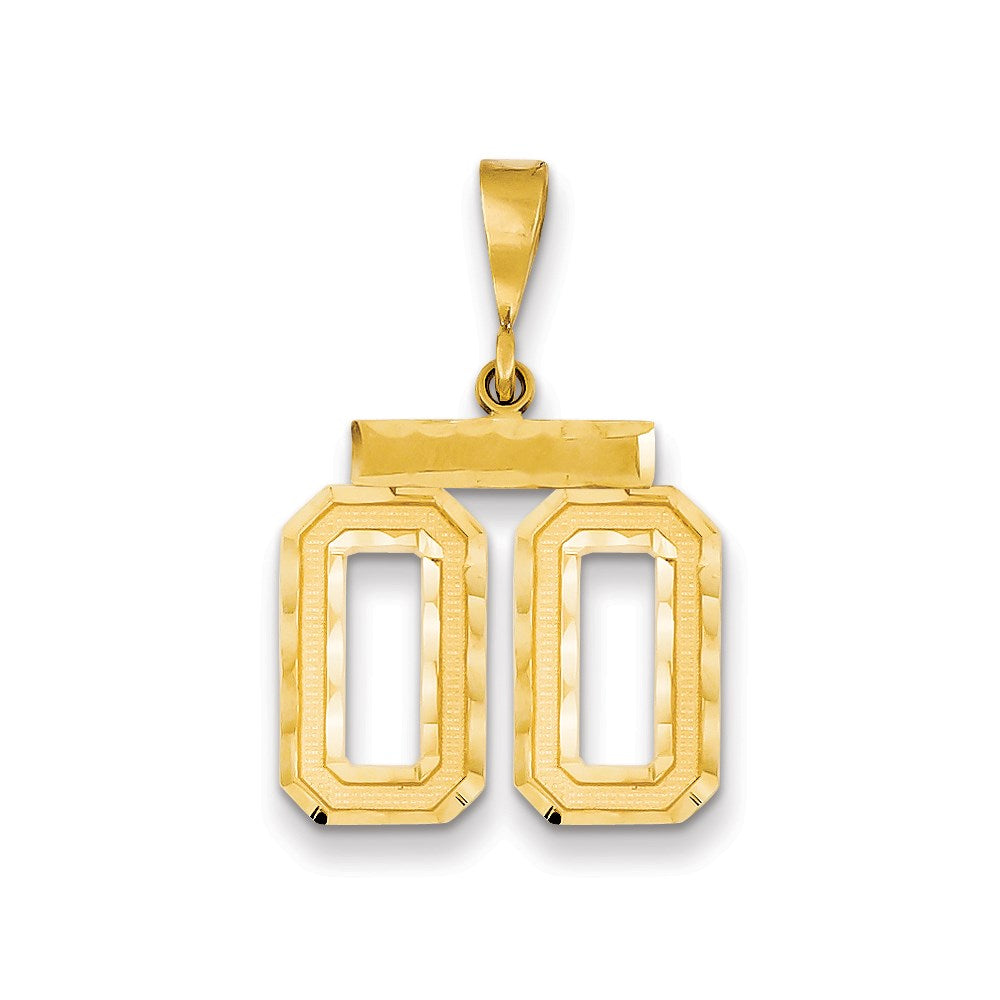 14k Yellow Gold Medium Diamond-cut Number 00 Charm