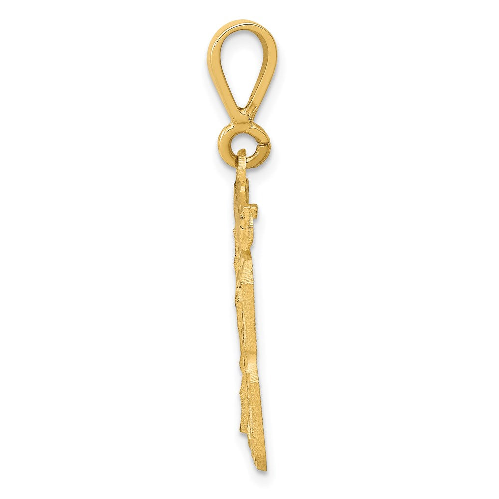 14k Yellow Gold Medium Diamond-cut Number 13 Charm