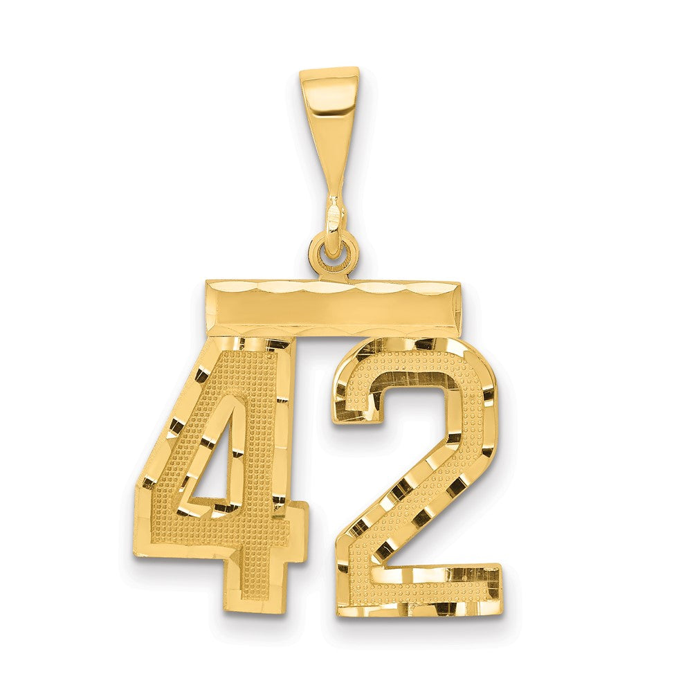 14k Yellow Gold Medium Diamond-cut Number 42 Charm