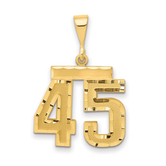 14k Yellow Gold Medium Diamond-cut Number 45 Charm