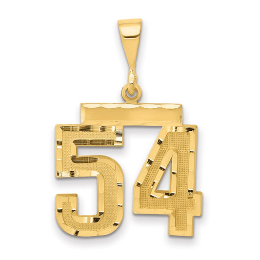 14k Yellow Gold Medium Diamond-cut Number 54 Charm