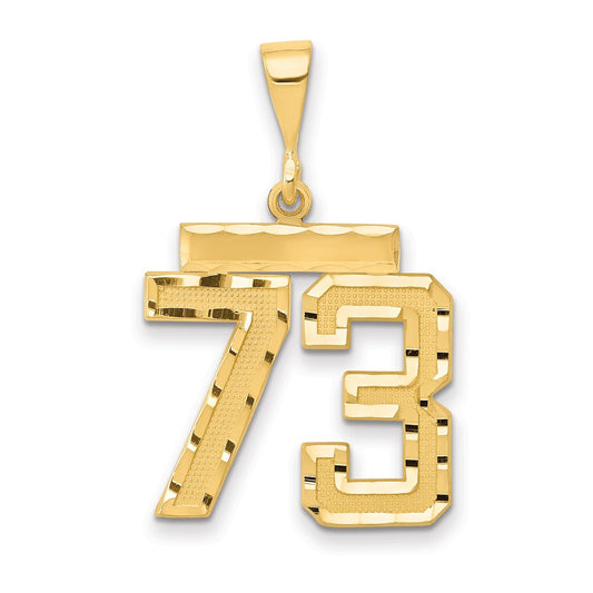 14k Yellow Gold Medium Diamond-cut Number 73 Charm