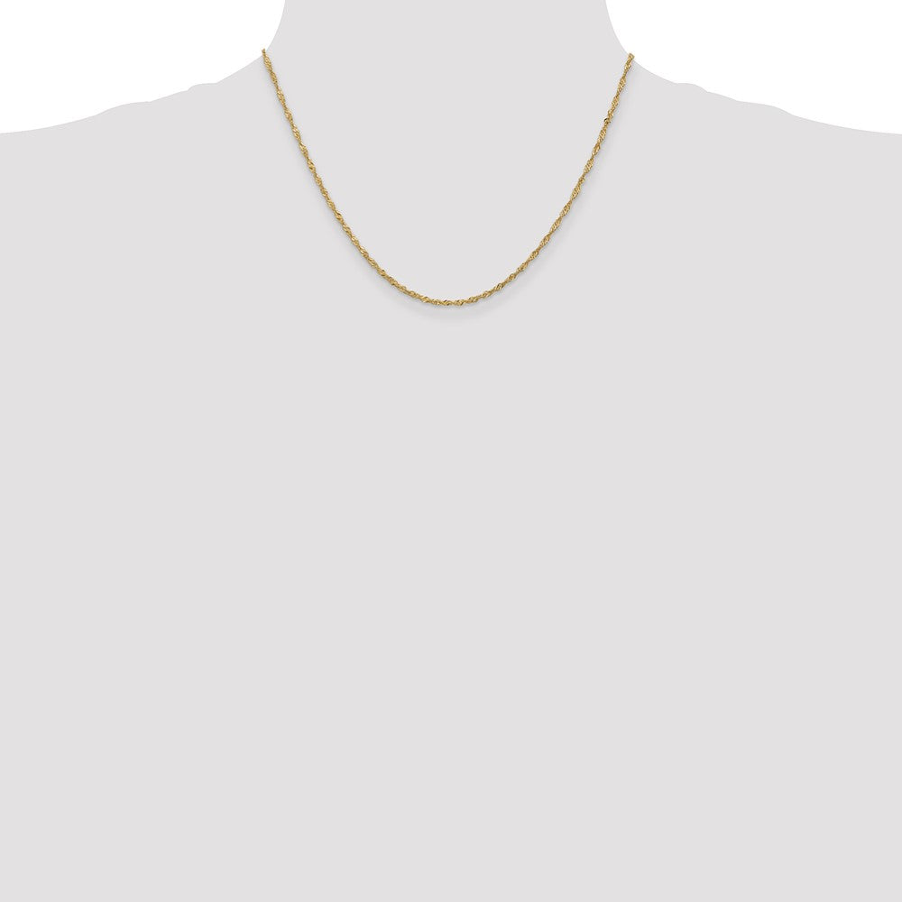 14K Yellow Gold 18 inch 1.70mm Singapore with Lobster Clasp Chain Necklace