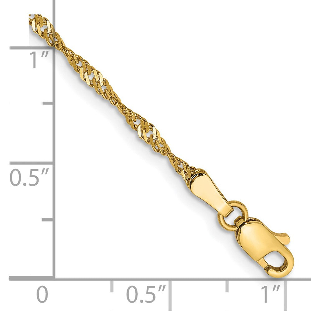 14K Yellow Gold 10 inch 1.70mm Singapore with Lobster Clasp Anklet