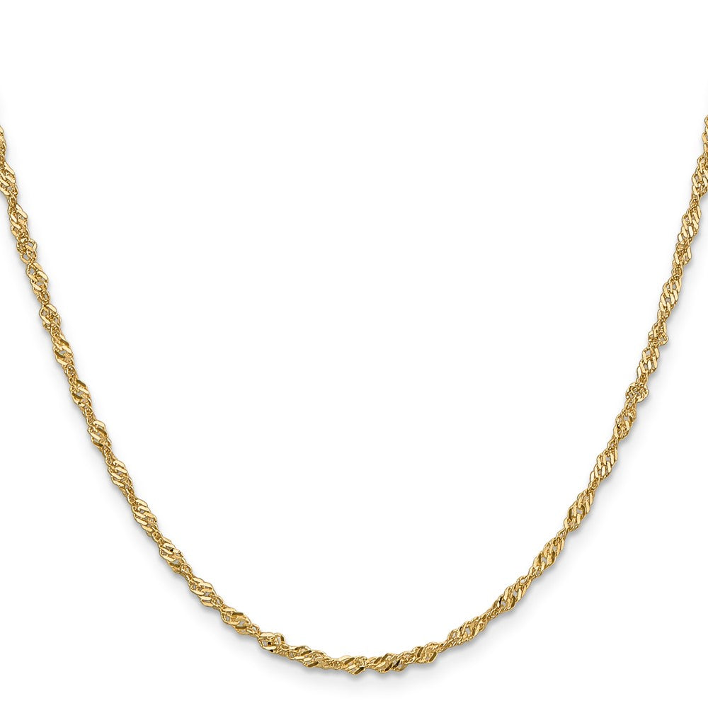 14K Yellow Gold 16 inch 2mm Singapore with Lobster Clasp Chain Necklace