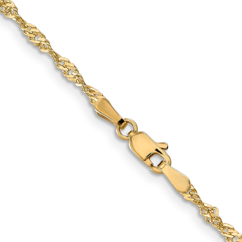 14K Yellow Gold 16 inch 2mm Singapore with Lobster Clasp Chain Necklace