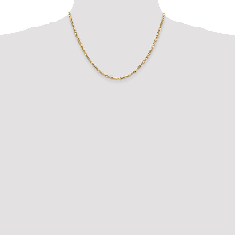 14K Yellow Gold 16 inch 2mm Singapore with Lobster Clasp Chain Necklace