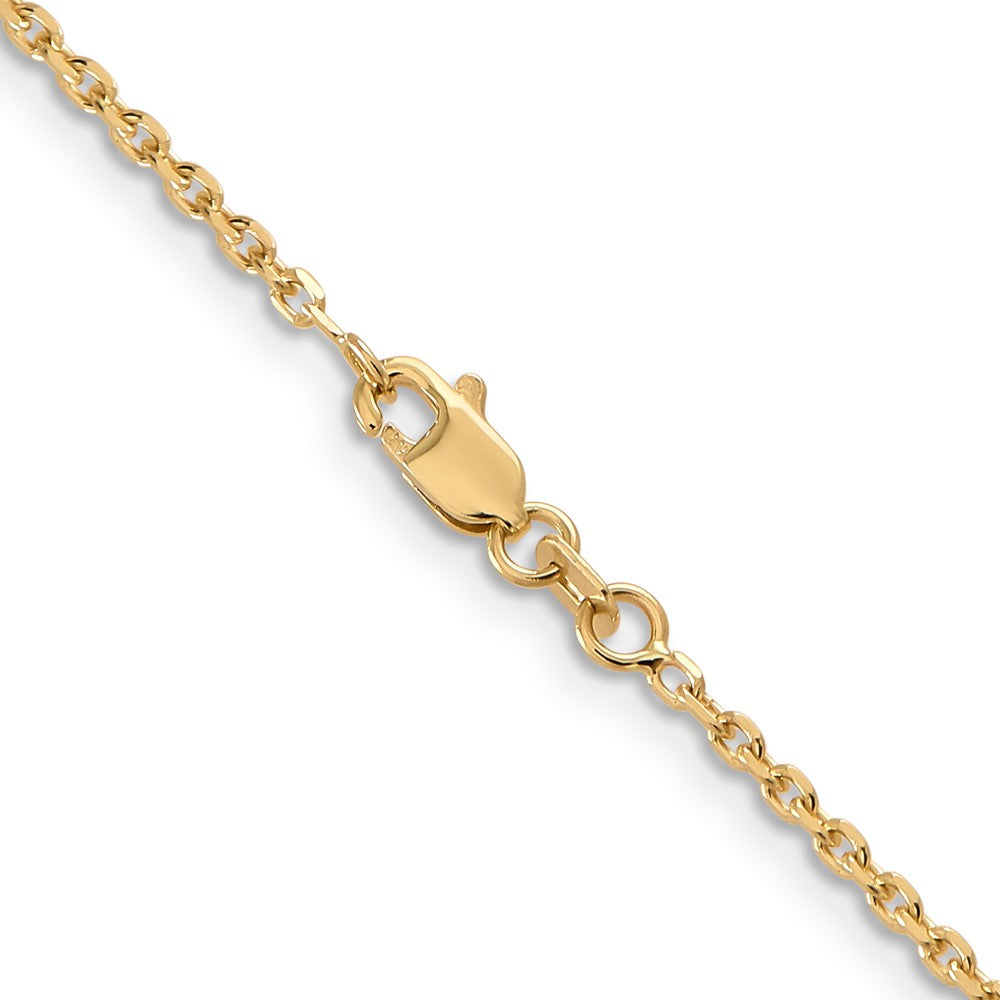 14K Yellow Gold 22 inch 1.65mm Solid Diamond-cut Cable with Lobster Clasp Chain Necklace