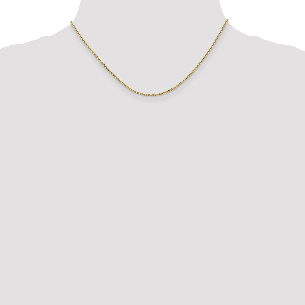 14K Yellow Gold 16 inch 1.65mm Solid Diamond-cut Cable with Lobster Clasp Chain Necklace