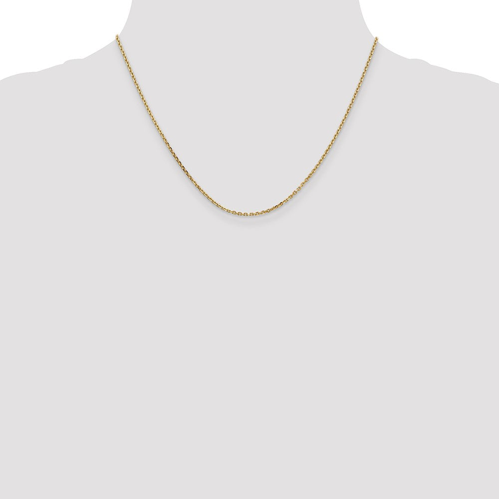 14K Yellow Gold 18 inch 1.65mm Solid Diamond-cut Cable with Lobster Clasp Chain Necklace