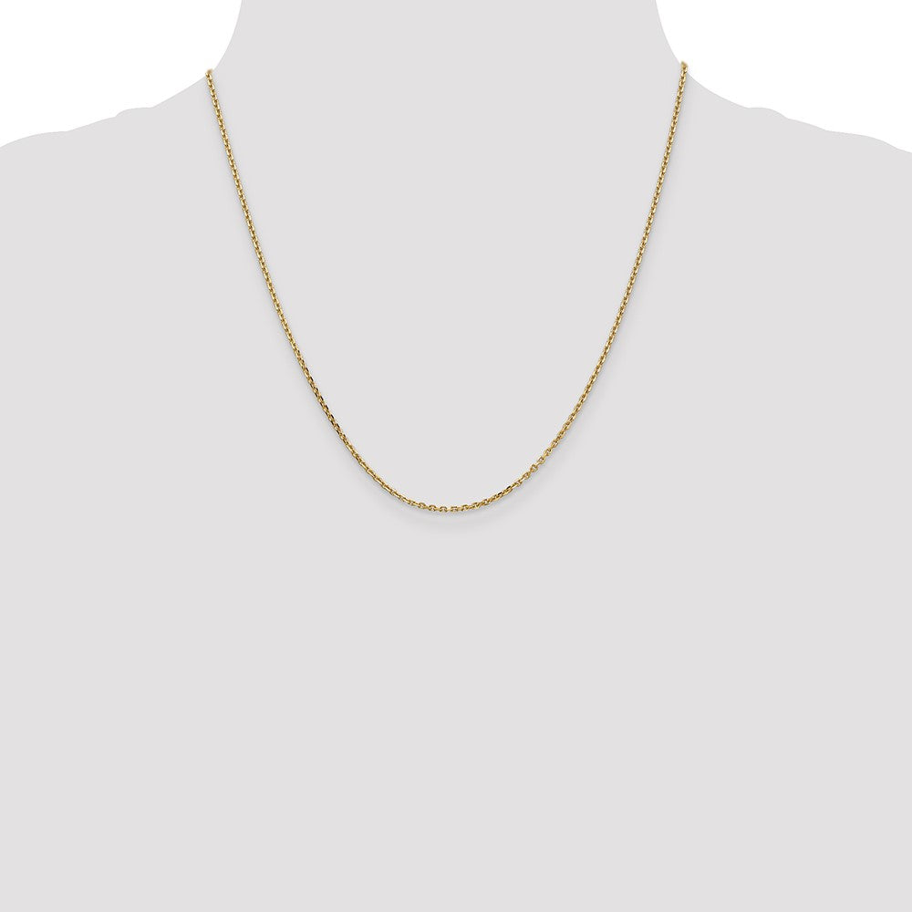 14K Yellow Gold 20 inch 1.65mm Solid Diamond-cut Cable with Lobster Clasp Chain Necklace