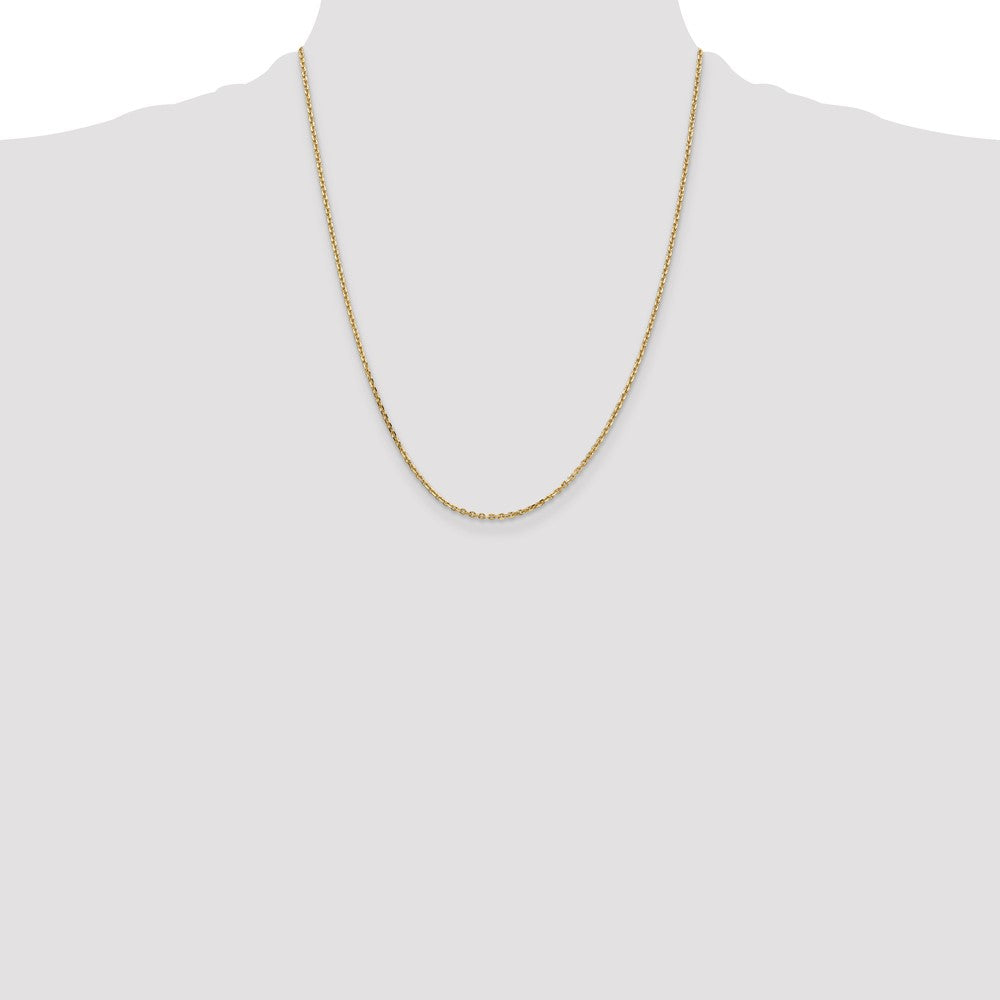 14K Yellow Gold 22 inch 1.65mm Solid Diamond-cut Cable with Lobster Clasp Chain Necklace