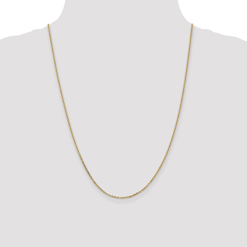 14K Yellow Gold 24 inch 1.65mm Solid Diamond-cut Cable with Lobster Clasp Chain Necklace