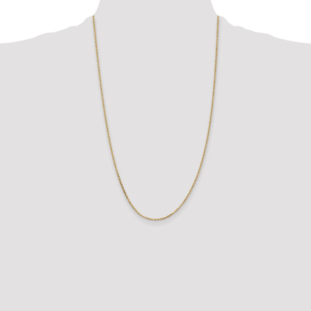 14K Yellow Gold 26 inch 1.65mm Solid Diamond-cut Cable with Lobster Clasp Chain Necklace