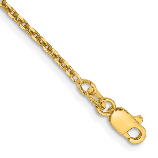 14K Yellow Gold 9 inch 1.65mm Solid Diamond-cut Cable with Lobster Clasp Anklet