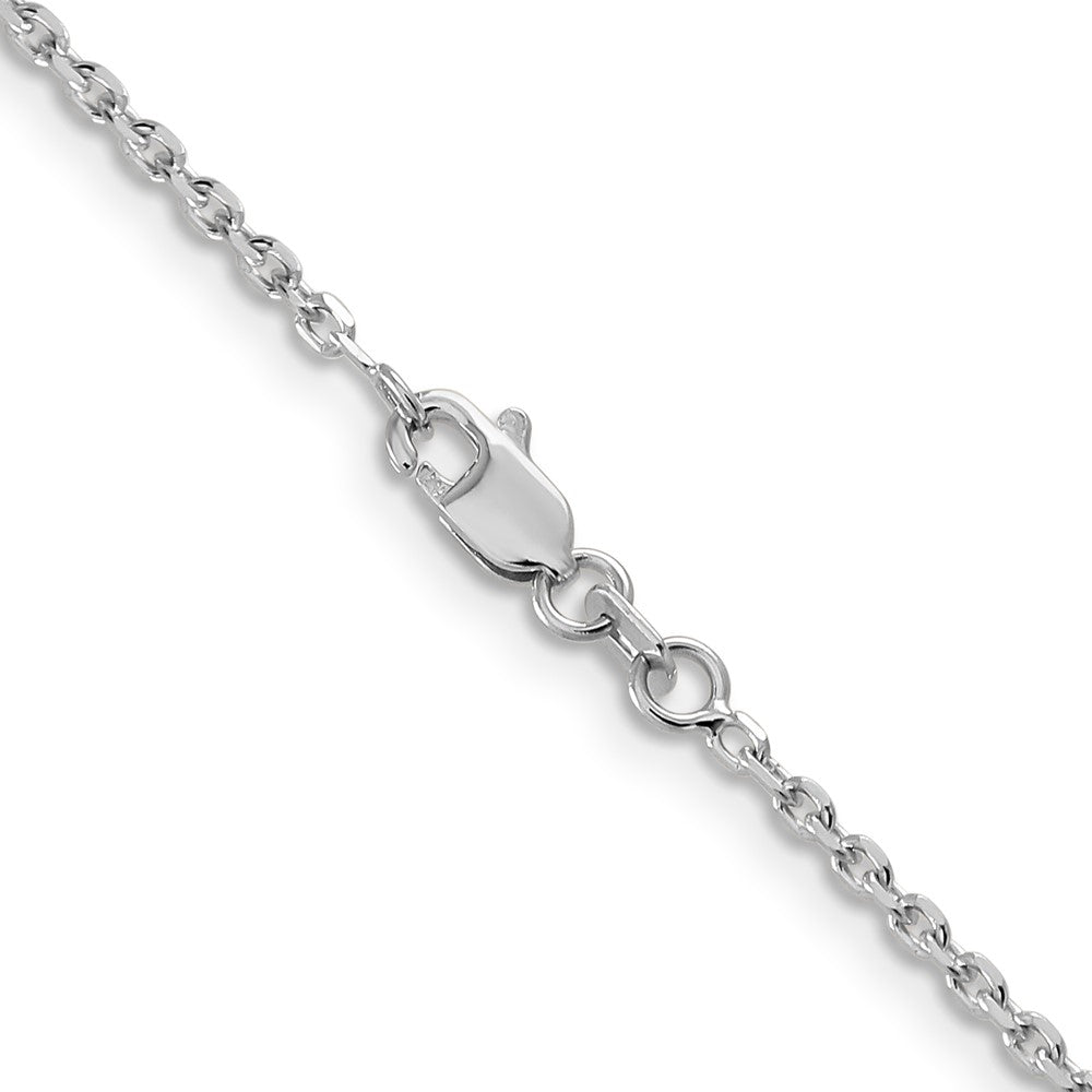 14K White Gold 30 inch 1.65mm Diamond-cut Cable with Lobster Clasp Chain Necklace