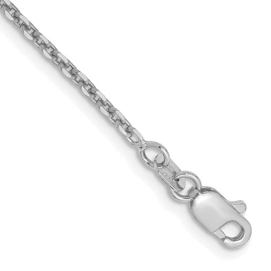 14K White Gold 9 inch 1.65mm Diamond-cut Cable with Lobster Clasp Anklet