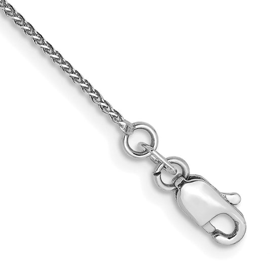 14K White Gold 9 inch 1.05mm Diamond-cut Spiga with Lobster Clasp Anklet