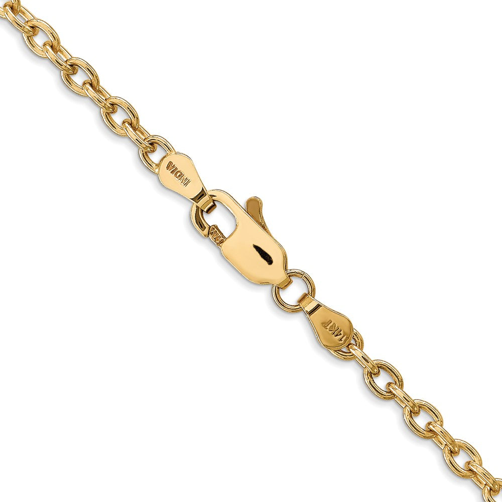 14K Yellow Gold 16 inch 3.2mm Round Open Link Cable with Lobster Clasp Chain Necklace