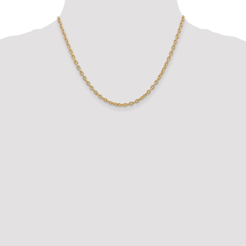 14K Yellow Gold 18 inch 3.2mm Round Open Link Cable with Lobster Clasp Chain Necklace