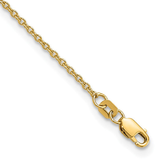 14K Yellow Gold 10 inch 1.4mm Forzantine Cable with Lobster Clasp Anklet