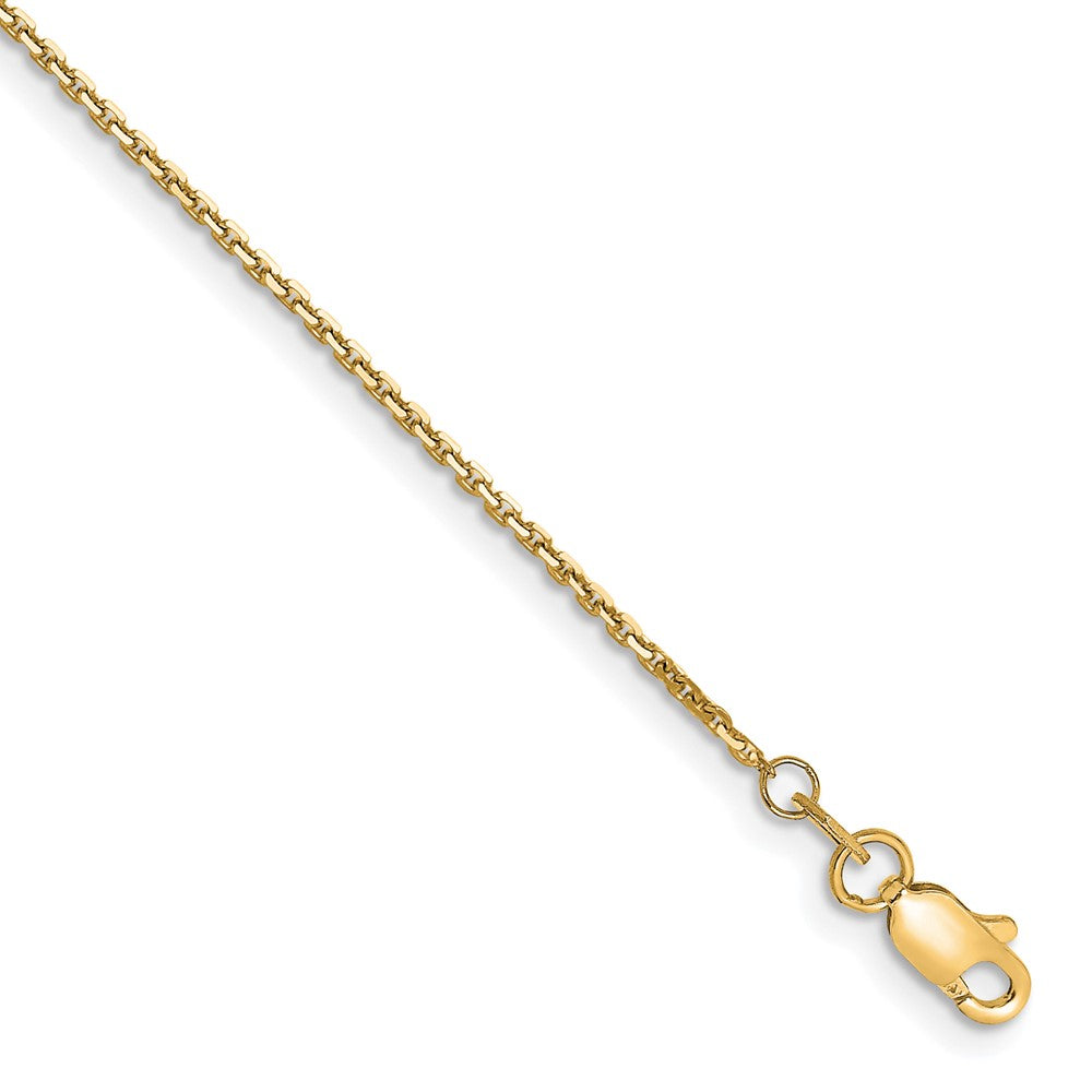 14K Yellow Gold 1.2mm D/C Cable Chain Anklet