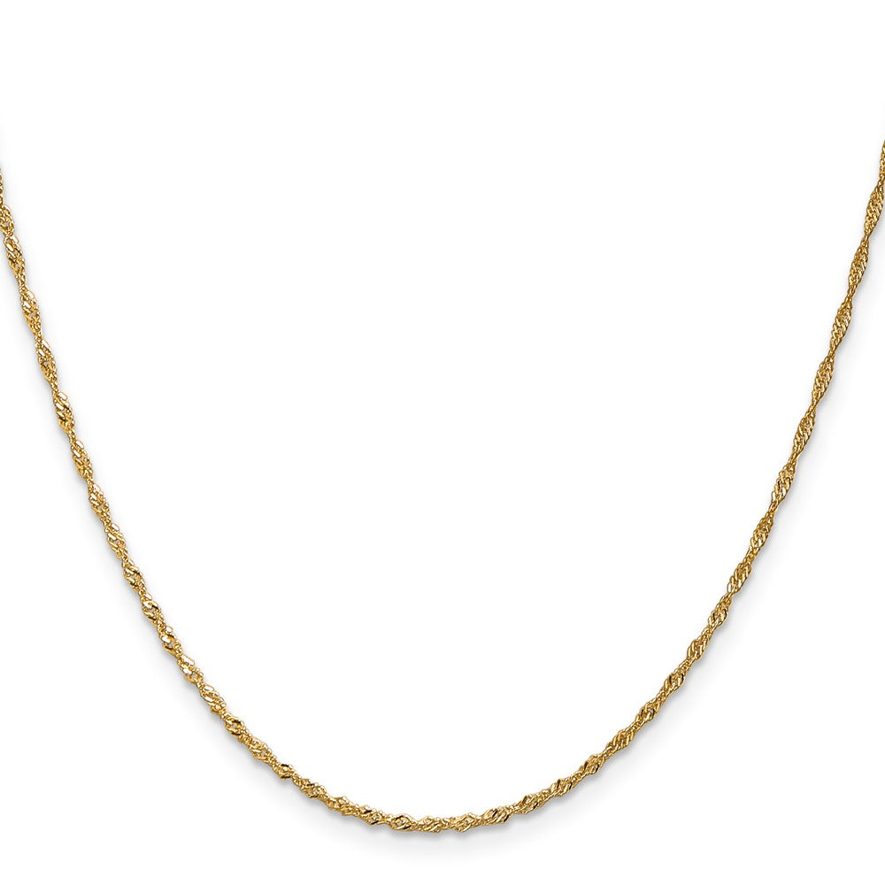 14K Yellow Gold 14 inch 1.40mm Singapore with Spring Ring Clasp Children Necklace Chain Necklace