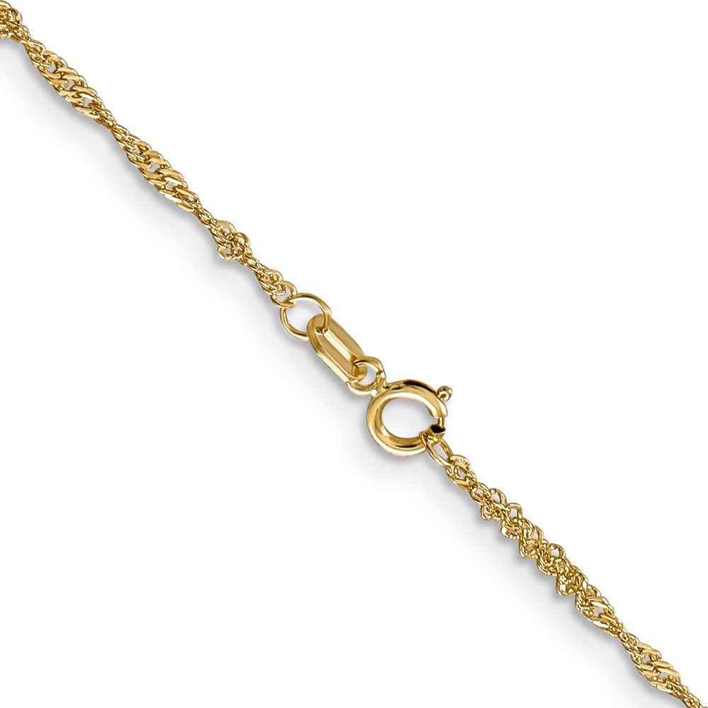 14K Yellow Gold 18 inch 1.40mm Singapore with Spring Ring Clasp Chain Necklace