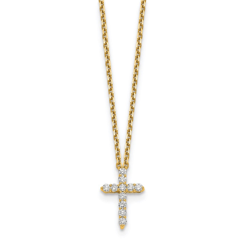 14k yellow gold true origin lab grown real diamond vs si d e f cross pendant necklace pm1000 025 yld