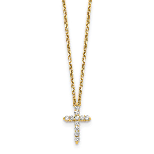 14k yellow gold true origin lab grown real diamond vs si d e f cross pendant necklace pm1000 025 yld