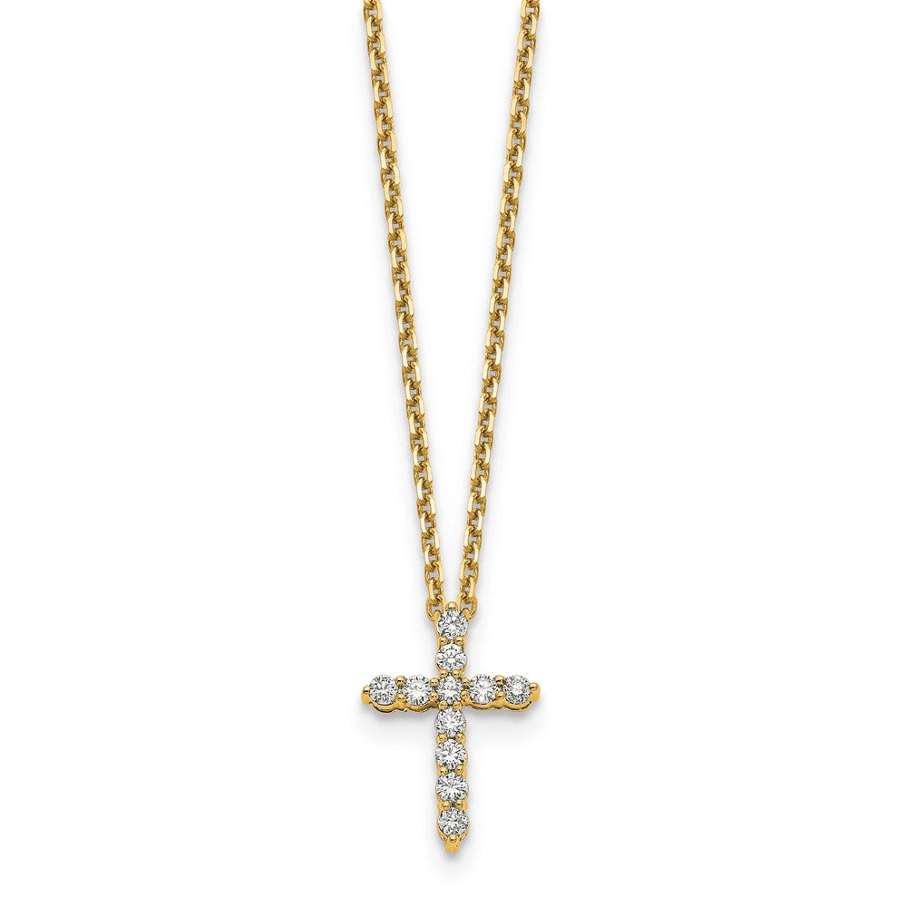 14k yellow gold true origin lab grown real diamond vs si d e f cross pendant necklace pm1000 033 yld