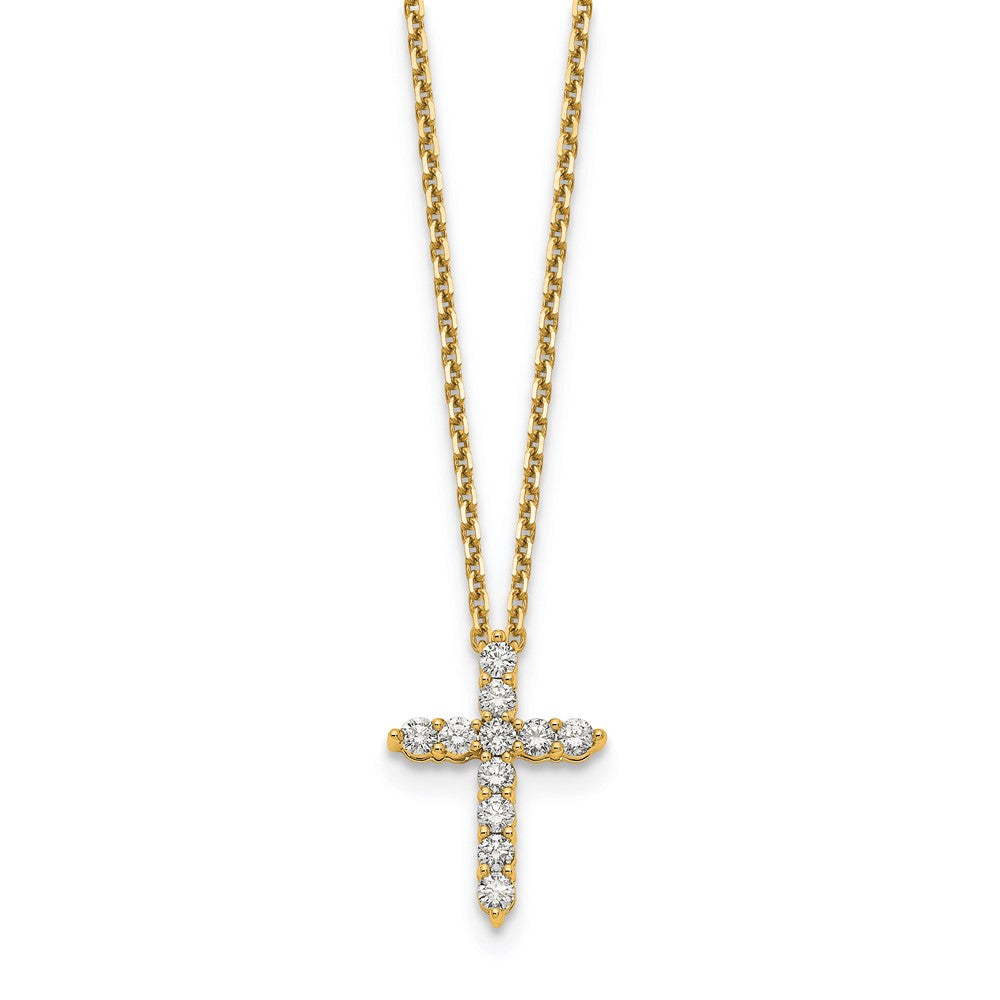 14k yellow gold true origin lab grown real diamond vs si d e f cross pendant necklace pm1000 050 yld