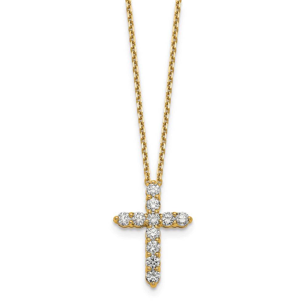 14k yellow gold true origin lab grown real diamond vs si d e f cross pendant necklace pm1000 100 yld