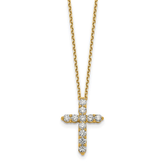 14k yellow gold true origin lab grown real diamond vs si d e f cross pendant necklace pm1000 100 yld