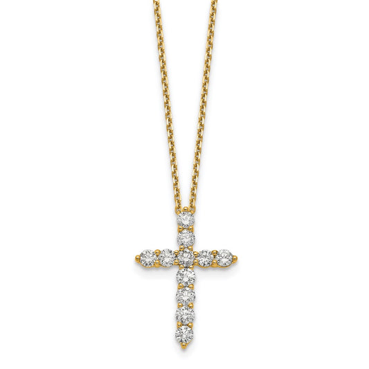 14k yellow gold true origin lab grown real diamond vs si d e f cross pendant necklace pm1000 150 yld