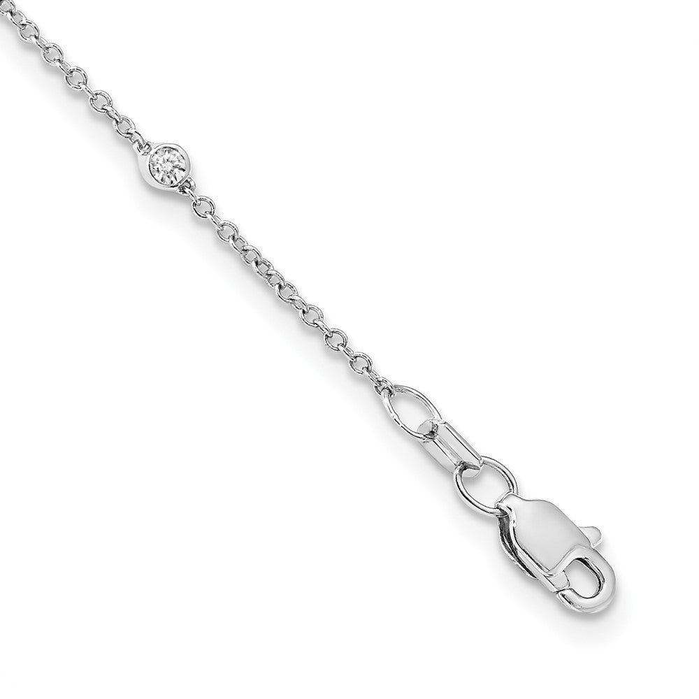 14k White Gold Real Diamond Station Cable Necklace