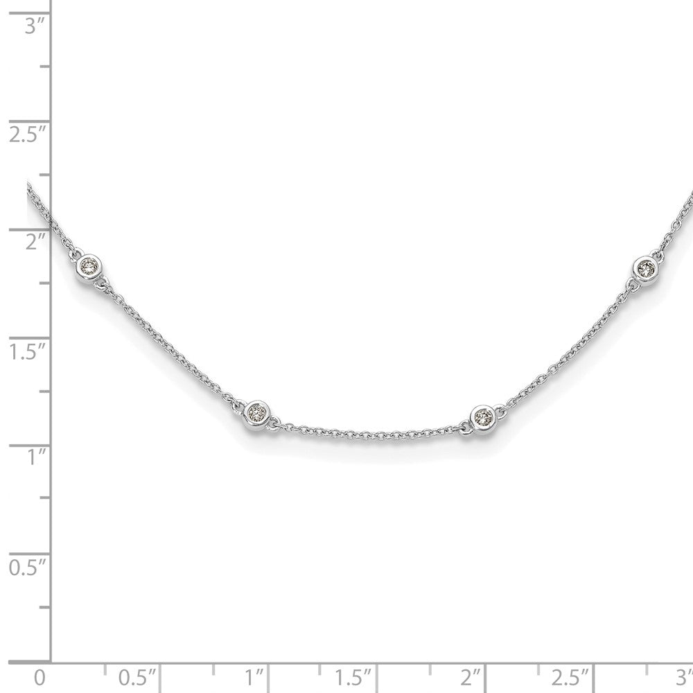 14k White Gold Real Diamond Station Cable Necklace