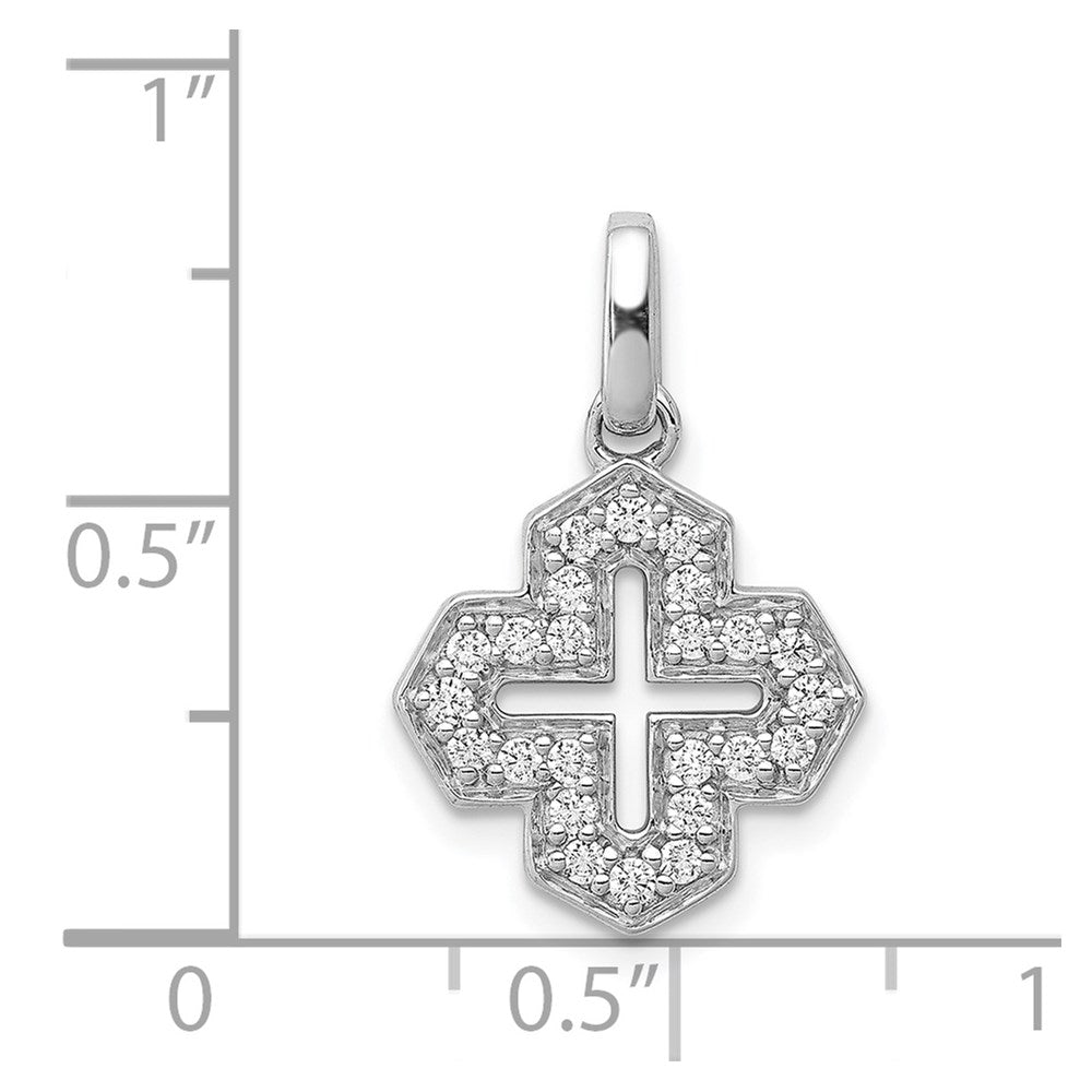 14k White Gold 1/4ct. Real Diamond Fancy Cross Pendant