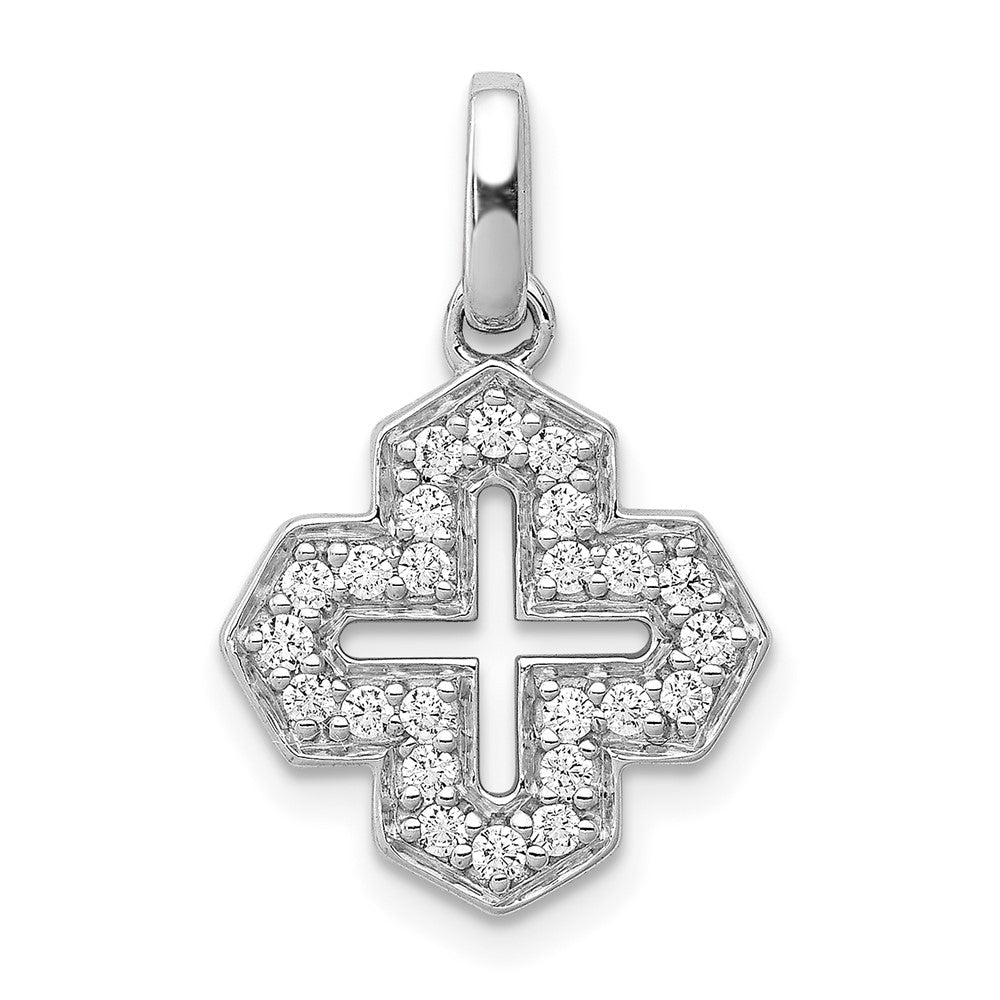 14k White Gold 1/4ct. Real Diamond Fancy Cross Pendant