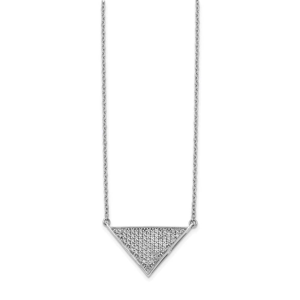 14k White Gold Real Diamond Triangle Necklace