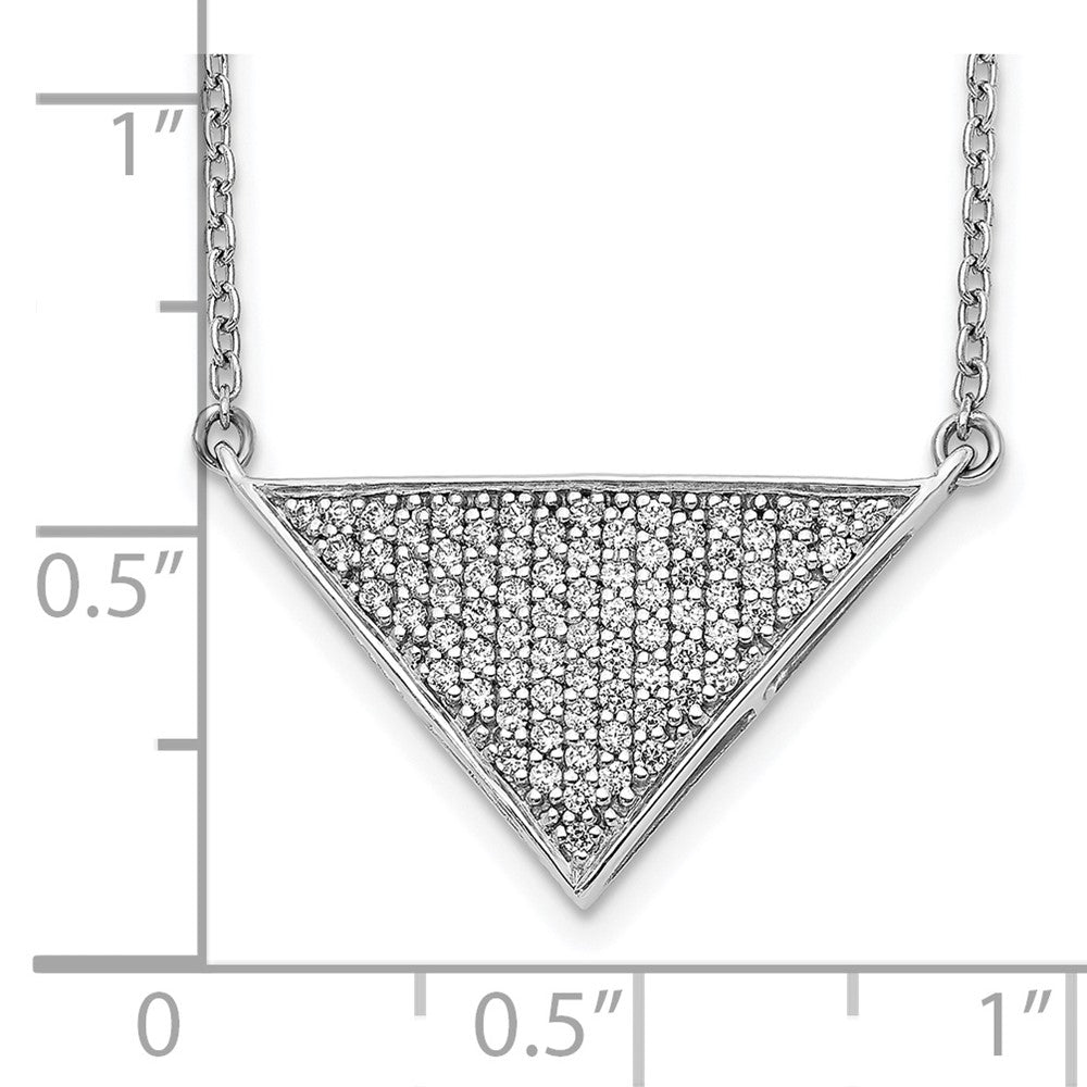 14k White Gold Real Diamond Triangle Necklace