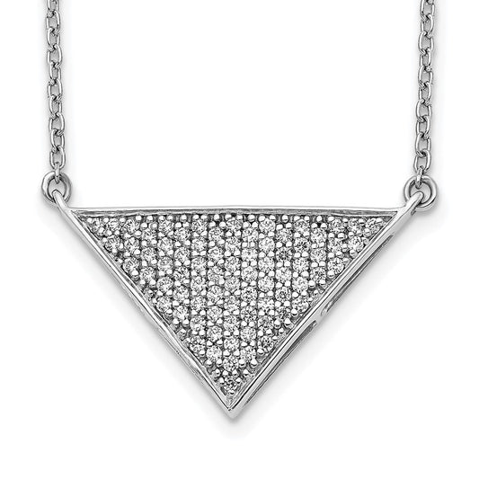 14k White Gold Real Diamond Triangle Necklace