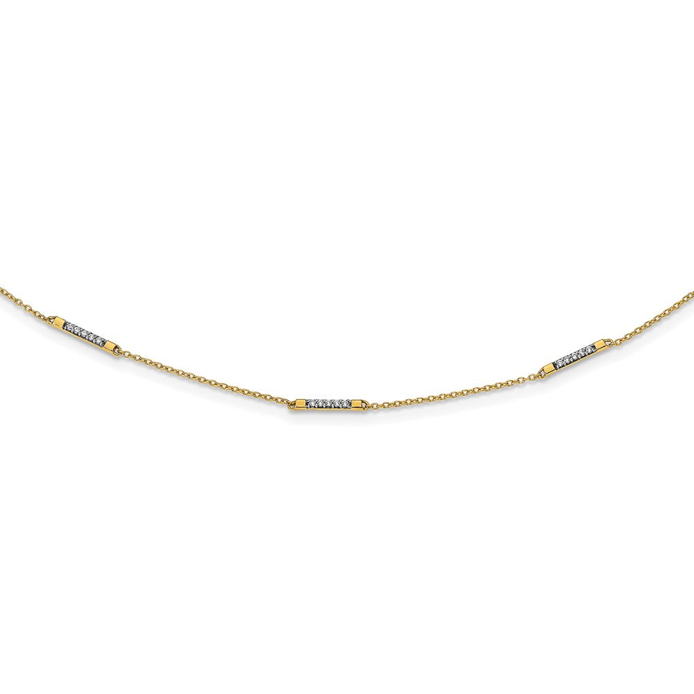 14k yellow gold real diamond 5 station necklace pm3752 025 ya 18