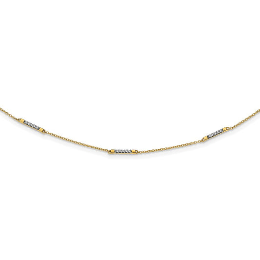 14k yellow gold real diamond 5 station necklace pm3752 025 ya 18